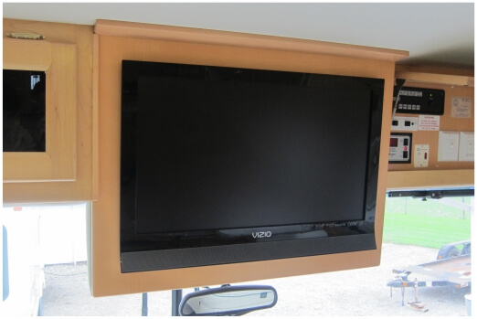 Front overhead mounted TV custom matching original wood